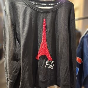 Karl Lagerfeld Black Sweatshirt with Red Eiffel Appliqué